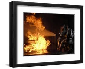 Firefighters Extinguishing a Simulated Battery Fire-Stocktrek Images-Framed Photographic Print