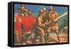 Firefighters Manning the Hoses-null-Framed Stretched Canvas