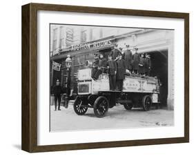 Firefighters on a Fire Engine Photograph - New York, NY-Lantern Press-Framed Art Print