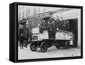 Firefighters on a Fire Engine Photograph - New York, NY-Lantern Press-Framed Stretched Canvas