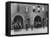 Firefighters Posing in Front of their Firehouse-Allan Grant-Framed Stretched Canvas