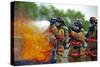 Firefighters Put Out a Fire During at Minot Air Force Base, North Dakota-null-Stretched Canvas