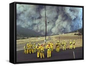 Firefighters Watch a Monstrous Cloud of Smoke Approach-null-Framed Stretched Canvas