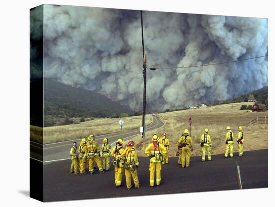 Firefighters Watch a Monstrous Cloud of Smoke Approach-null-Stretched Canvas