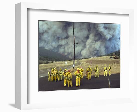 Firefighters Watch a Monstrous Cloud of Smoke Approach-null-Framed Photographic Print