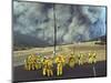 Firefighters Watch a Monstrous Cloud of Smoke Approach-null-Mounted Photographic Print