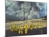 Firefighters Watch a Monstrous Cloud of Smoke Approach-null-Mounted Photographic Print