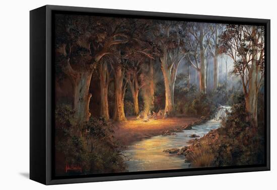 Firelight and Moonrise-John Bradley-Framed Stretched Canvas