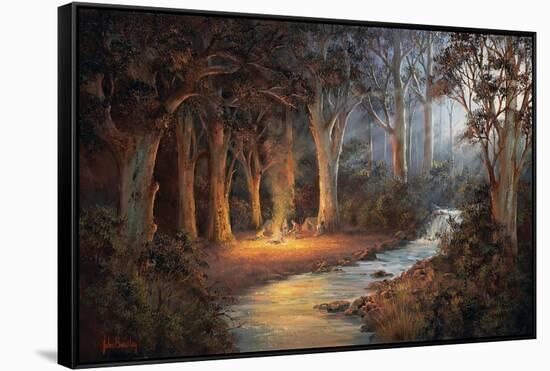 Firelight and Moonrise-John Bradley-Framed Stretched Canvas