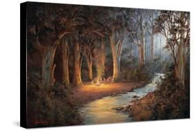 Firelight and Moonrise-John Bradley-Stretched Canvas