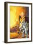 Fireman in Safety Suit Fighting a Fire at an Oil Field-Angus Mcbride-Framed Giclee Print