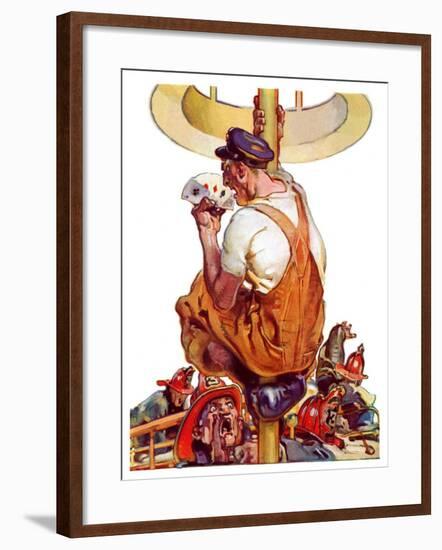 "Fireman with Winning Hand,"March 12, 1938-Samuel Nelson Abbott-Framed Giclee Print