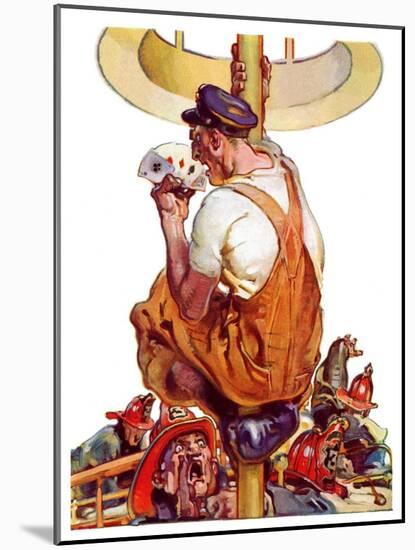 "Fireman with Winning Hand,"March 12, 1938-Samuel Nelson Abbott-Mounted Giclee Print