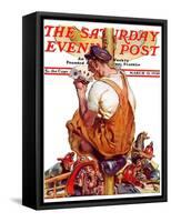 "Fireman with Winning Hand," Saturday Evening Post Cover, March 12, 1938-Samuel Nelson Abbott-Framed Stretched Canvas