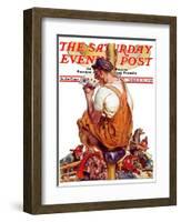 "Fireman with Winning Hand," Saturday Evening Post Cover, March 12, 1938-Samuel Nelson Abbott-Framed Giclee Print