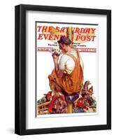 "Fireman with Winning Hand," Saturday Evening Post Cover, March 12, 1938-Samuel Nelson Abbott-Framed Giclee Print