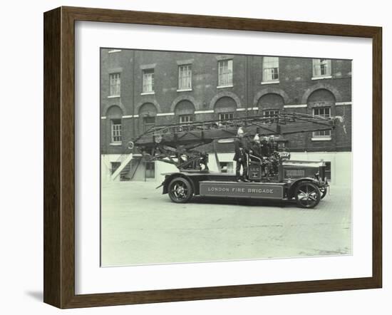 Firemen Aboard a Fire Engine, London Fire Brigade Headquarters, London, 1929-null-Framed Premium Photographic Print