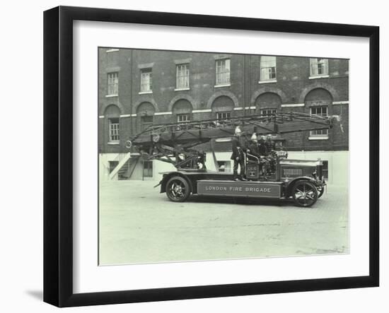 Firemen Aboard a Fire Engine, London Fire Brigade Headquarters, London, 1929-null-Framed Premium Photographic Print