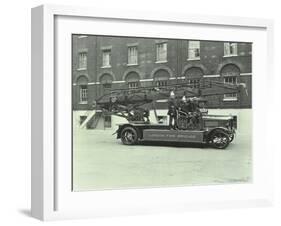 Firemen Aboard a Fire Engine, London Fire Brigade Headquarters, London, 1929-null-Framed Photographic Print