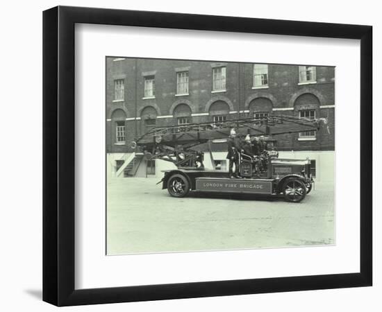 Firemen Aboard a Fire Engine, London Fire Brigade Headquarters, London, 1929-null-Framed Photographic Print