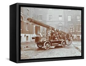 Firemen Aboard a Motor Fire Escape Vehicle, London Fire Brigade Headquarters, London, 1909-null-Framed Stretched Canvas