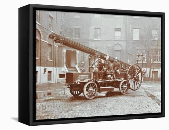 Firemen Aboard a Motor Fire Escape Vehicle, London Fire Brigade Headquarters, London, 1909-null-Framed Stretched Canvas