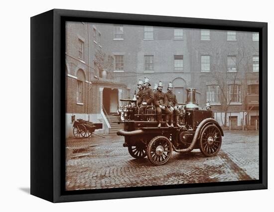 Firemen Aboard a Motor Steamer, London Fire Brigade Headquarters, London, 1909-null-Framed Stretched Canvas