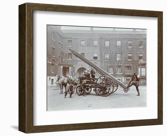 Firemen Demonstrating a Horse-Drawm Escape Vehicle, London Fire Brigade Headquarters, London, 1910-null-Framed Photographic Print