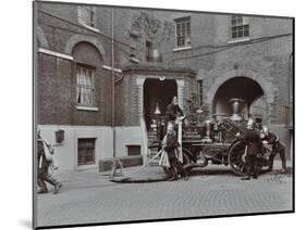 Firemen Demonstrating Motor Steamer Hoses, London Fire Brigade Headquarters, London, 1910-null-Mounted Photographic Print