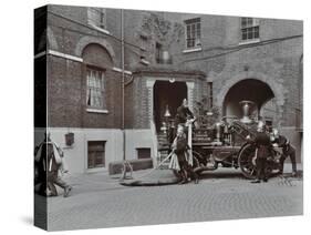 Firemen Demonstrating Motor Steamer Hoses, London Fire Brigade Headquarters, London, 1910-null-Stretched Canvas