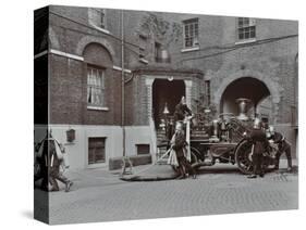 Firemen Demonstrating Motor Steamer Hoses, London Fire Brigade Headquarters, London, 1910-null-Stretched Canvas