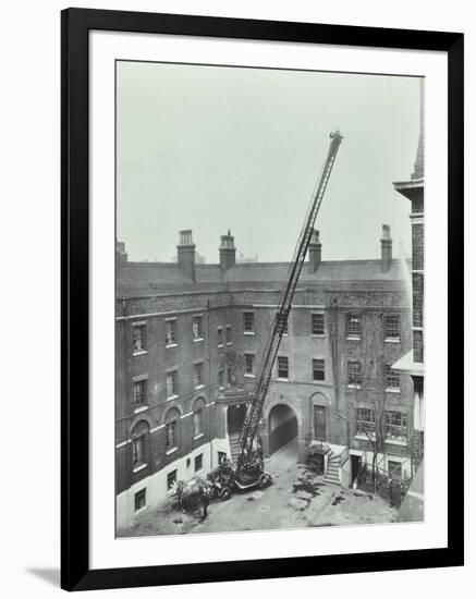 Firemen Demonstrating the Magirus Ladder, London Fire Brigade Headquarters, London, 1910-null-Framed Photographic Print