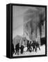 Firemen Fighting a Fire During Icy Weather-Al Fenn-Framed Stretched Canvas
