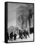 Firemen Fighting a Fire During Icy Weather-Al Fenn-Framed Stretched Canvas