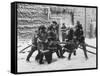 Firemen Fighting a Fire During Icy Weather-Al Fenn-Framed Stretched Canvas