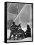 Firemen Fighting a Fire During Icy Weather-Al Fenn-Framed Stretched Canvas