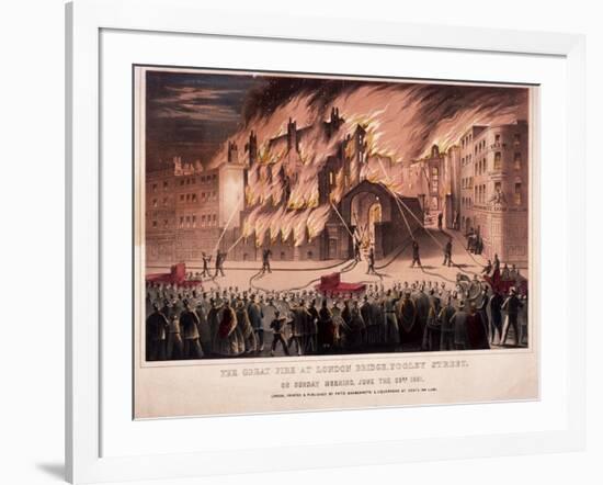 Firemen Fighting the Blaze at the Cotton's Wharf Fire, Bermondsey, London, 1861-E Schonals-Framed Giclee Print