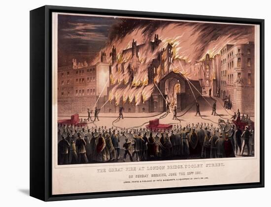 Firemen Fighting the Blaze at the Cotton's Wharf Fire, Bermondsey, London, 1861-E Schonals-Framed Stretched Canvas