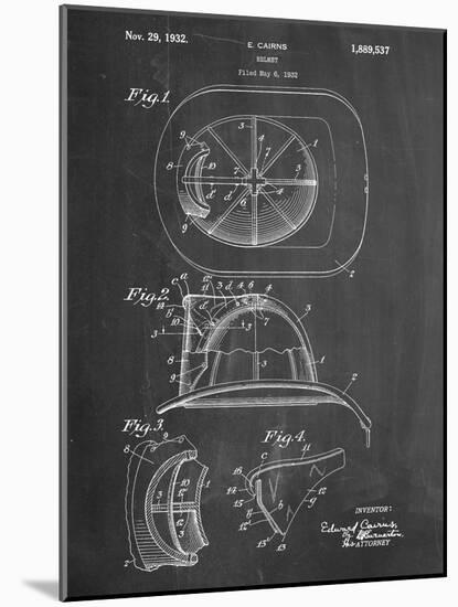 Firemen Helmet Patent-null-Mounted Art Print