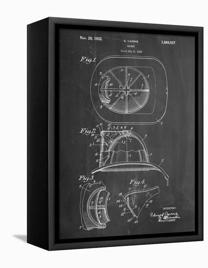 Firemen Helmet Patent-null-Framed Stretched Canvas