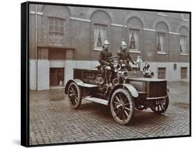 Firemen in Brass Helmets Aboard a Motor Hose Tender, London Fire Brigade Headquarters, London, 1909-null-Framed Stretched Canvas