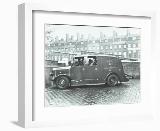 Firemen Inside a Fire Engine, Kingsland Road Fire Station, London, 1935-null-Framed Photographic Print