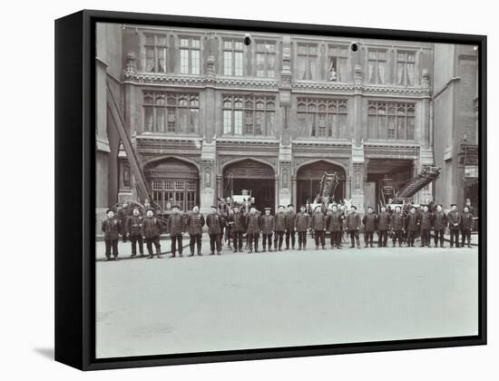 Firemen Lined Up Outside Bishopsgate Fire Station, Bishopsgate, City of London, 1908-null-Framed Stretched Canvas