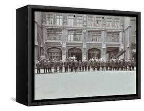 Firemen Lined Up Outside Bishopsgate Fire Station, Bishopsgate, City of London, 1908-null-Framed Stretched Canvas