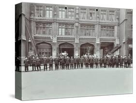 Firemen Lined Up Outside Bishopsgate Fire Station, Bishopsgate, City of London, 1908-null-Stretched Canvas