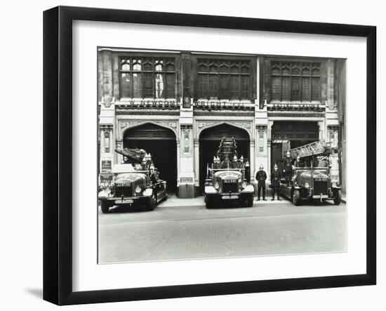 Firemen Outside Bishopsgate Fire Station, Bishopsgate, City of London, 1908-null-Framed Premium Photographic Print