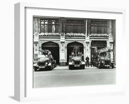 Firemen Outside Bishopsgate Fire Station, Bishopsgate, City of London, 1908-null-Framed Premium Photographic Print