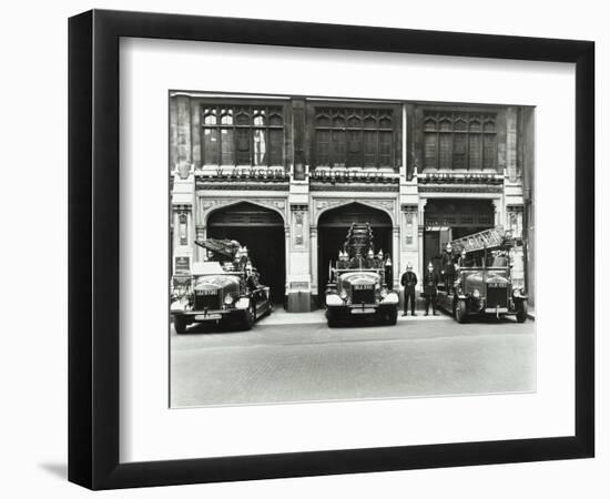 Firemen Outside Bishopsgate Fire Station, Bishopsgate, City of London, 1908-null-Framed Photographic Print