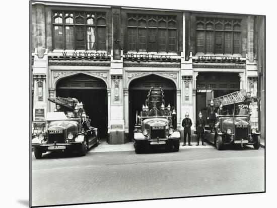 Firemen Outside Bishopsgate Fire Station, Bishopsgate, City of London, 1908-null-Mounted Photographic Print