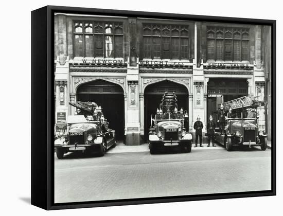 Firemen Outside Bishopsgate Fire Station, Bishopsgate, City of London, 1908-null-Framed Stretched Canvas